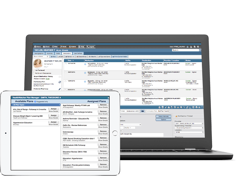 AdvancedMD EMR/EHR on laptop and mobile.