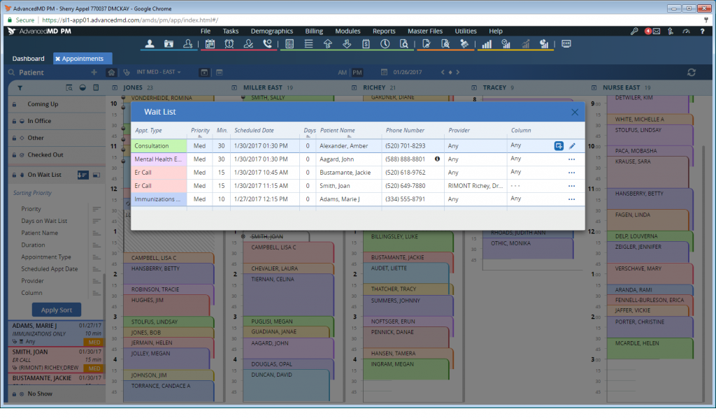 Scheduler Wait list