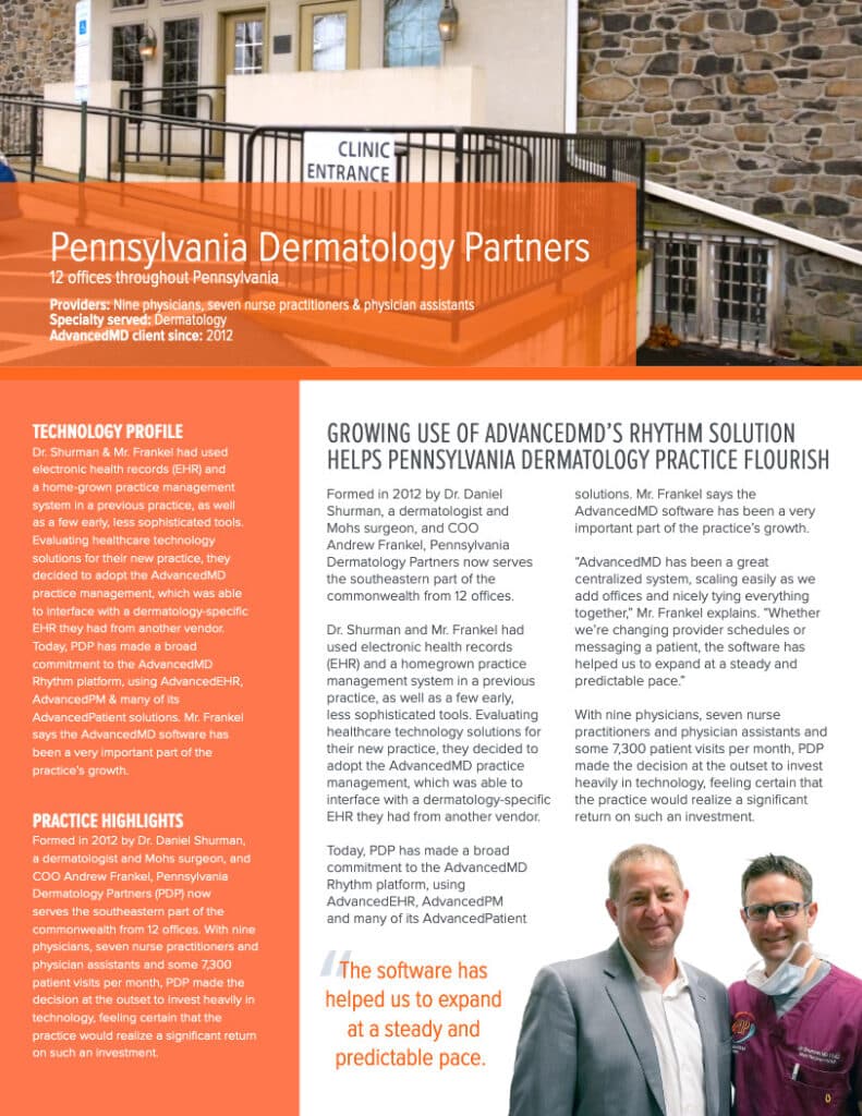 Pennsylvania Dermatology Partners (PDP) AdvancedMD