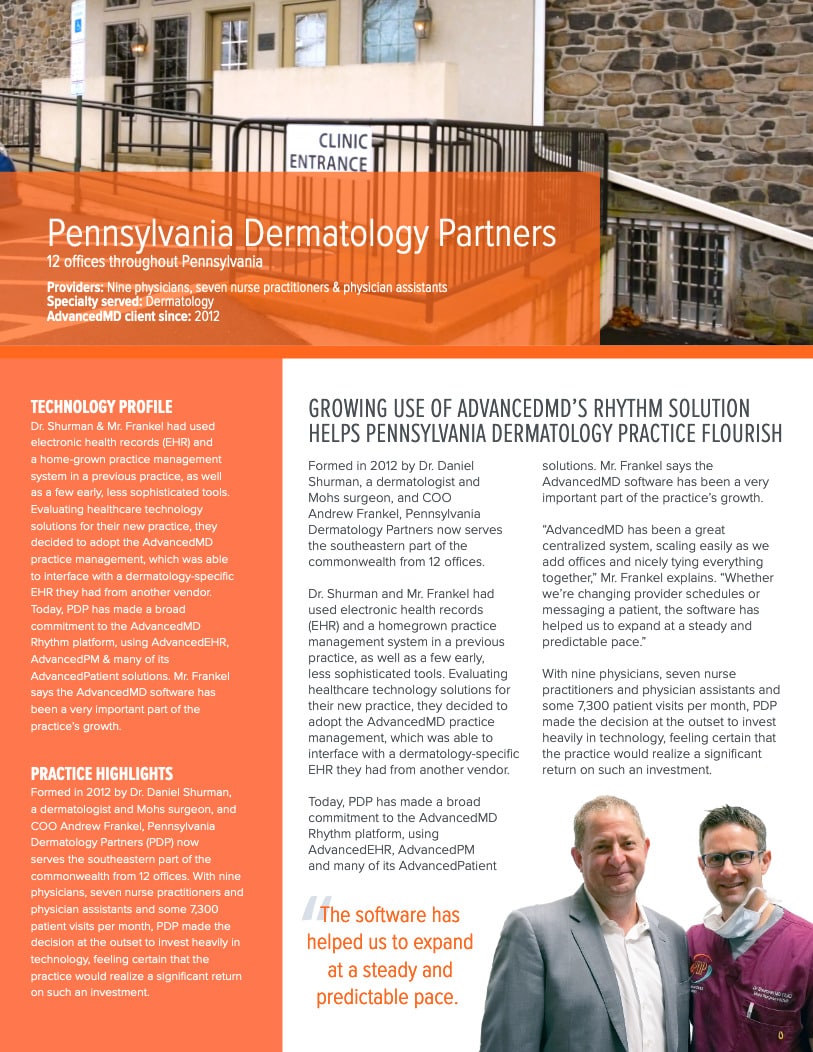 Pennsylvania Dermatology Partners (PDP) AdvancedMD
