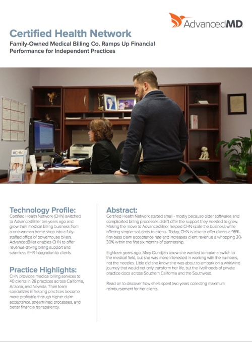 Certified Healthcare Network Financial Service Case Study | AdvancedMD