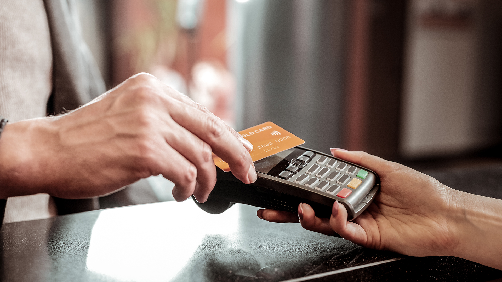 credit card swiping making a purchase