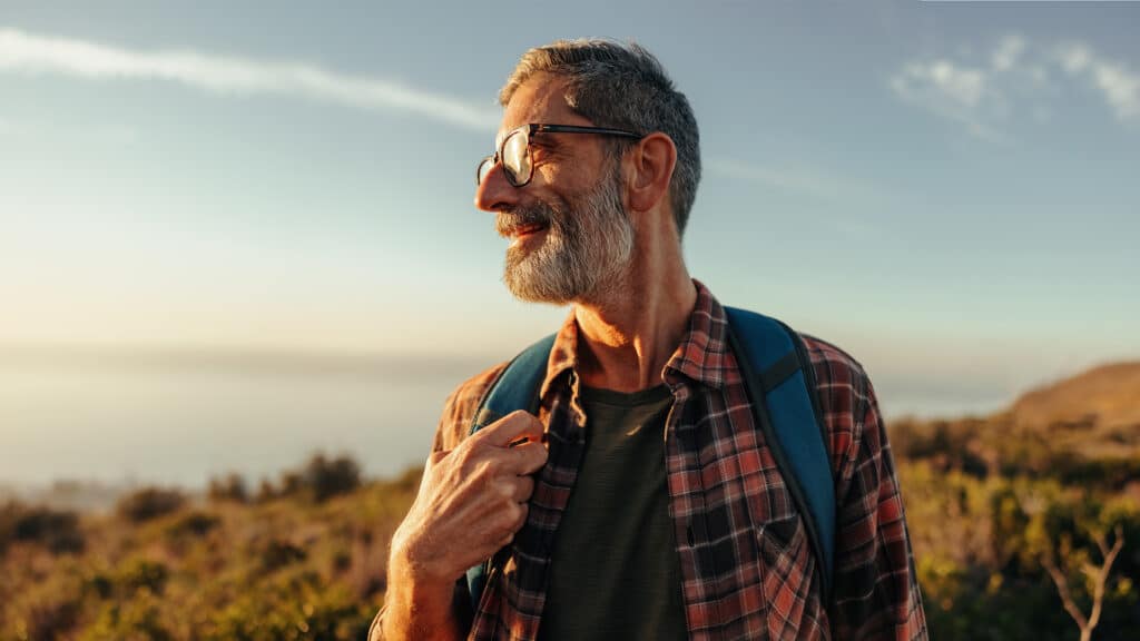 Man hiking on a mountain
