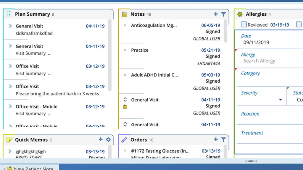 Screenshot of Patient Charts
