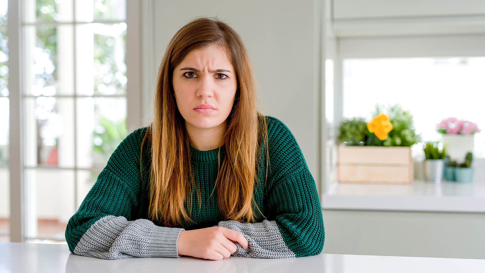 girl looking annoyed