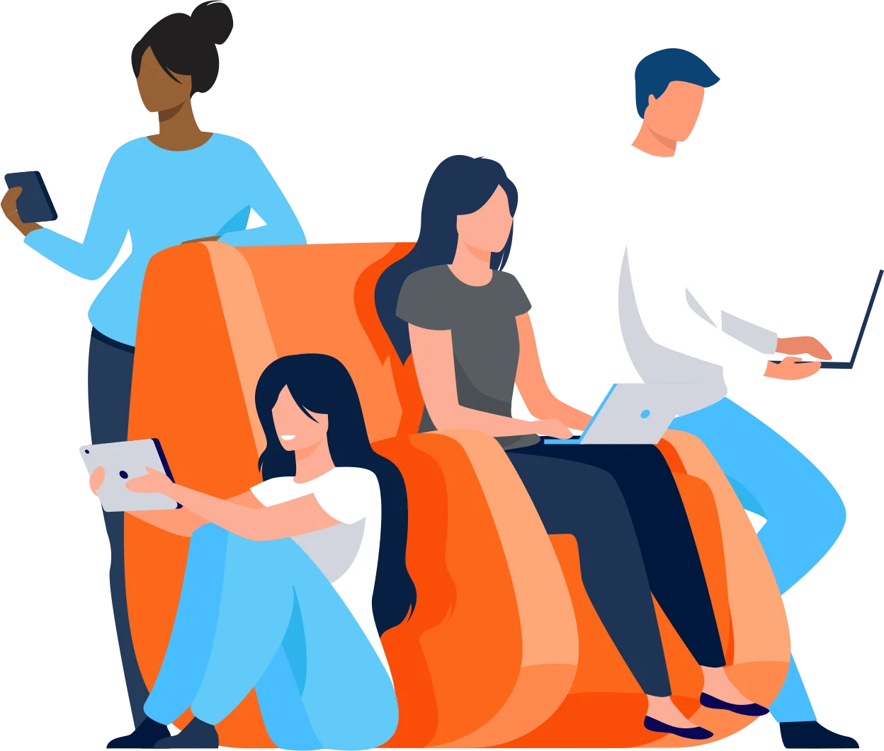 Group of people using their devices